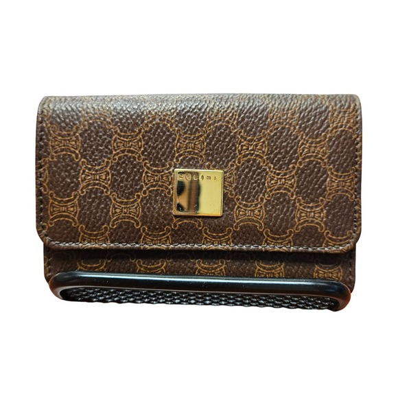 Celine Accessories - Vintage Celine Macadam Canvas 6 Key Holder Case Wallet Brown Leather Italy Auth